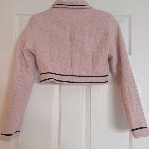 Women's Pink and black French style Cropped Jacket - Picture 4 of 5